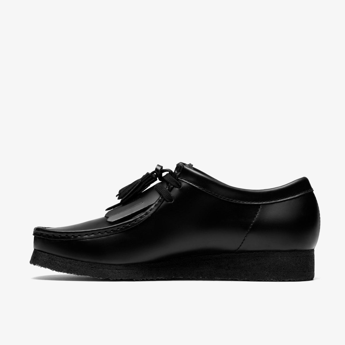 Clarks Wallabee Black Hi Shine Leather