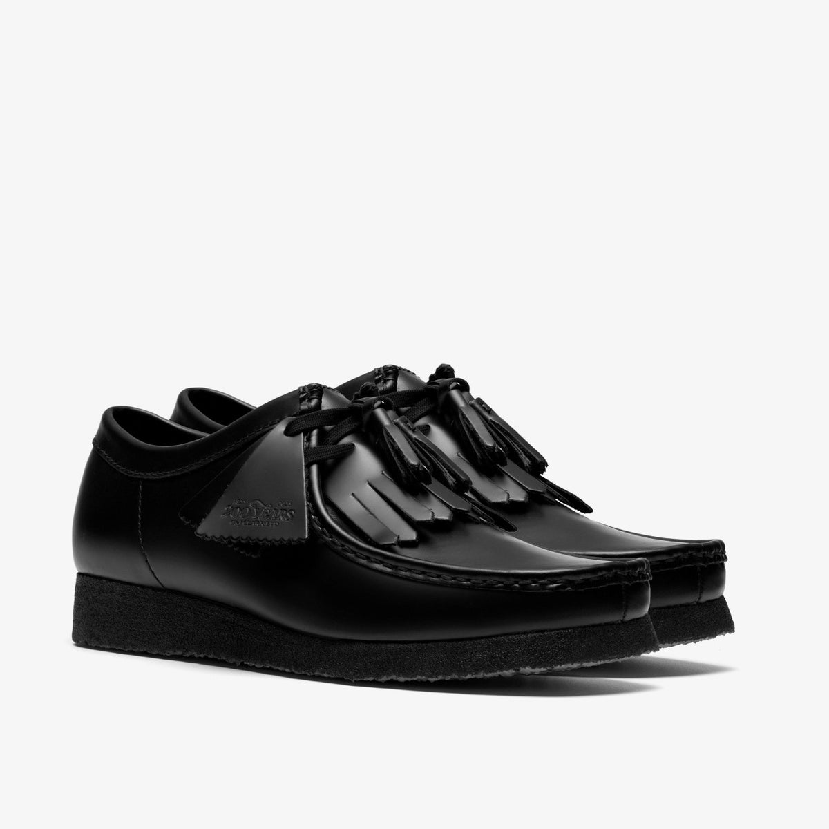 Clarks Wallabee Black Hi Shine Leather