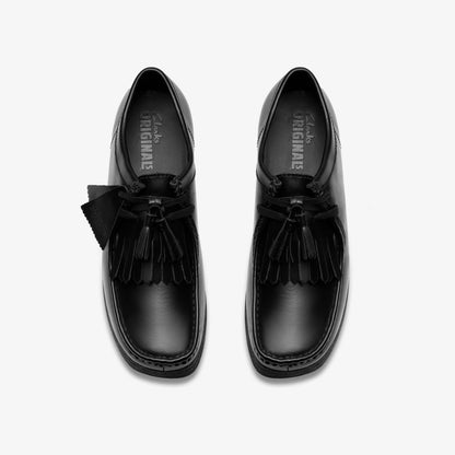 Clarks Wallabee Black Hi Shine Leather