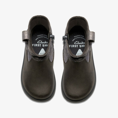 Clarks Oaklyn Top Toddler Pewter Suede