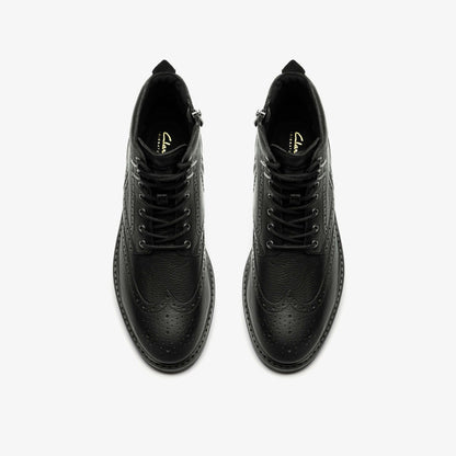 Clarks Newford Lace Boot Black Leather