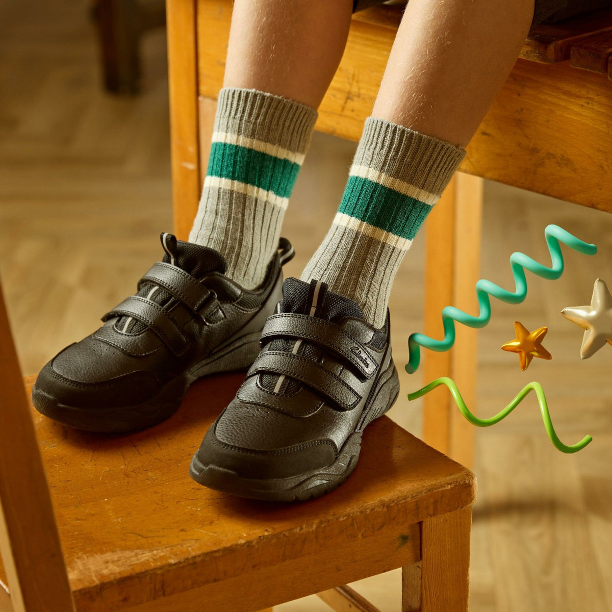 Clarks Feather Shine Kid Black