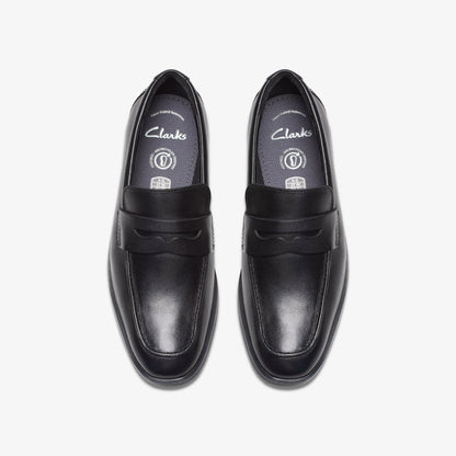 Clarks Jonwin Craft Youth Black Leather
