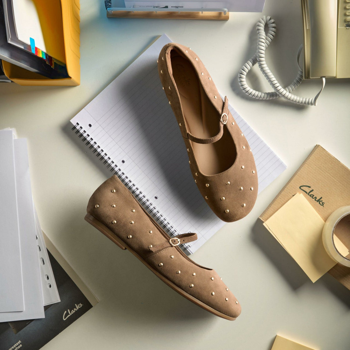 Clarks Livia Stud Walnut Suede