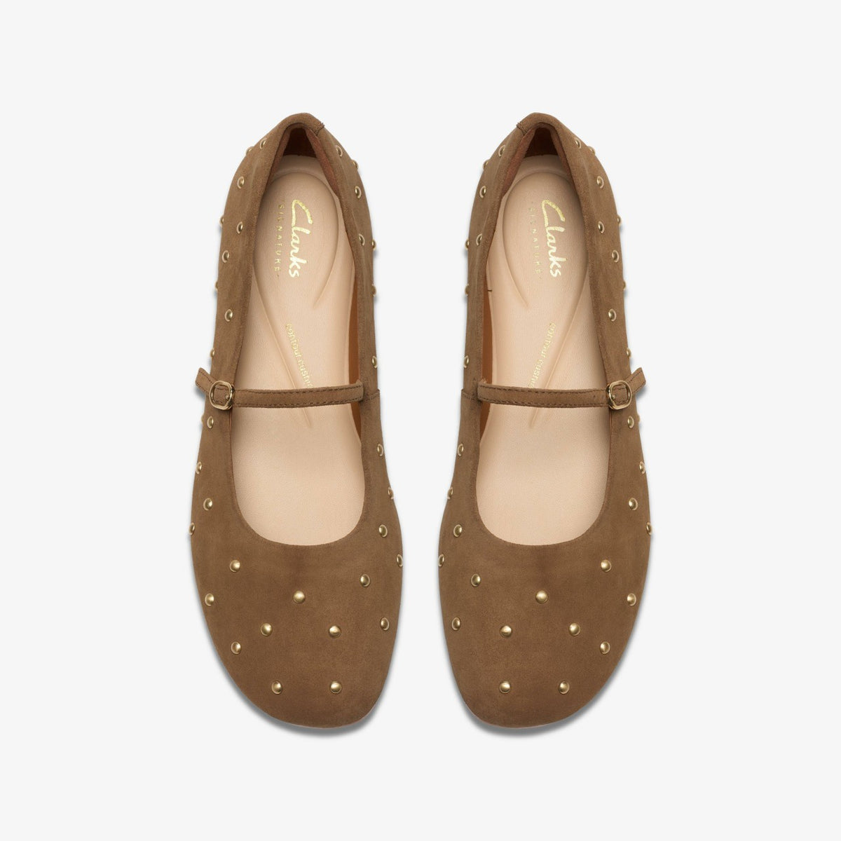 Clarks Livia Stud Walnut Suede