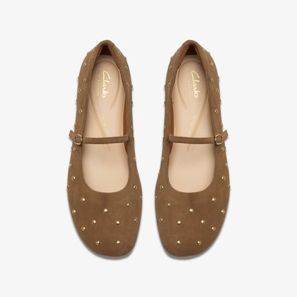 Clarks Livia Stud Walnut Suede