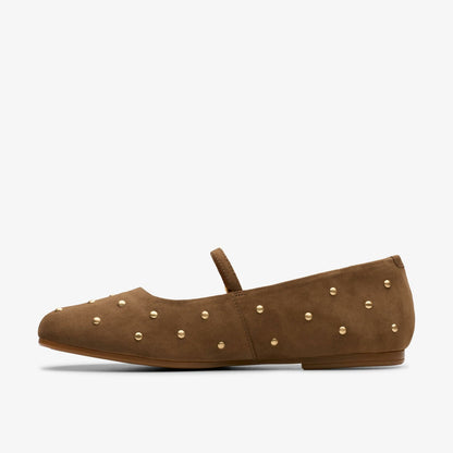 Clarks Livia Stud Walnut Suede