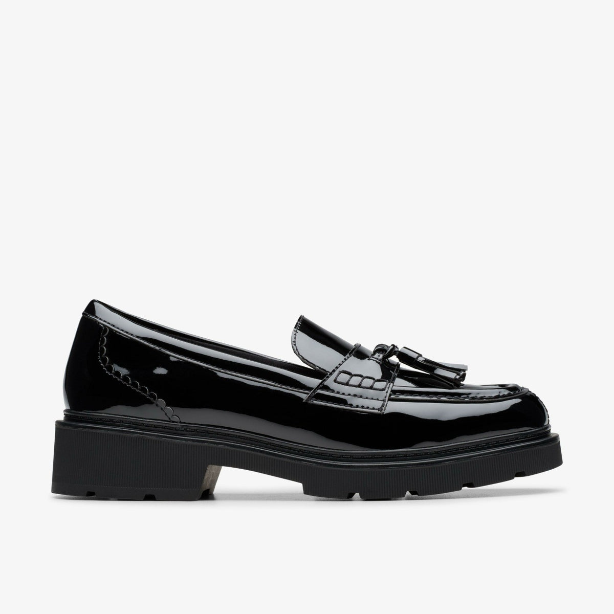 Clarks Lauryl Tassel Black Patent