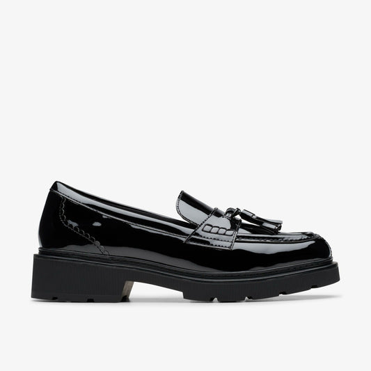 Clarks Lauryl Tassel Black Patent