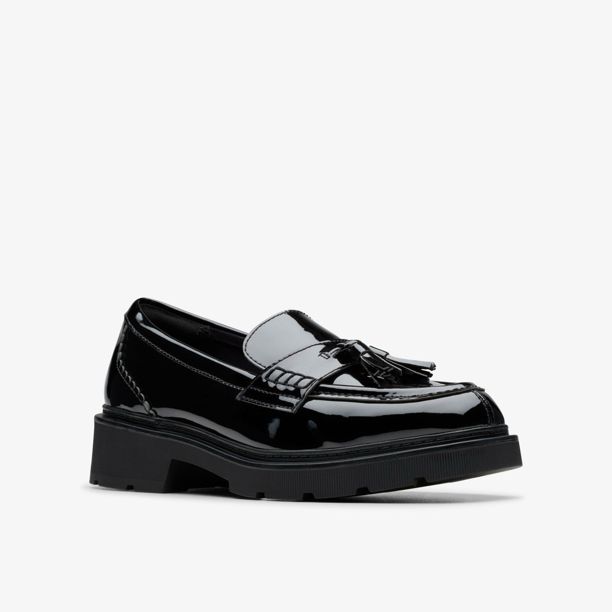 Clarks Lauryl Tassel Black Patent