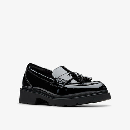 Clarks Lauryl Tassel Black Patent