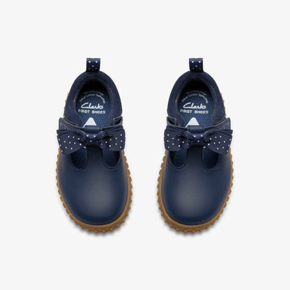 Clarks Cove Bow Toddler Navy Leather