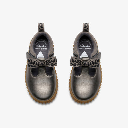Clarks Cove Bow Toddler Silver Metallic