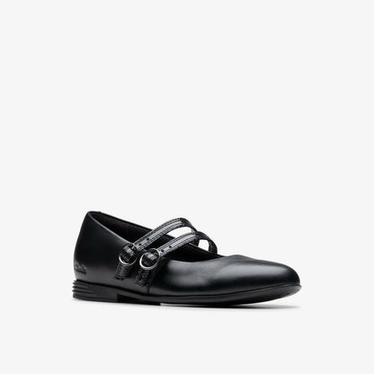 Clarks Finja Bar Older Black Leather