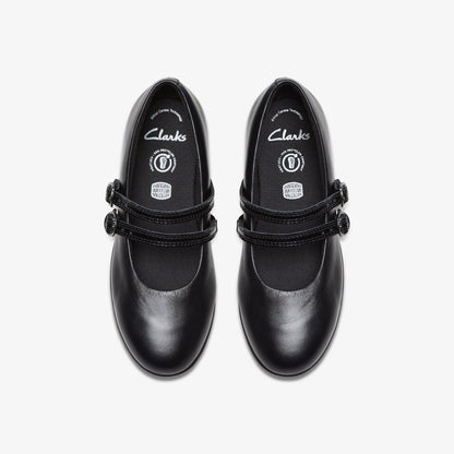 Clarks Finja Bar Older Black Leather