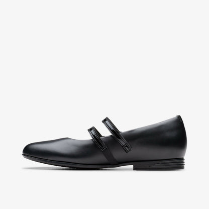 Clarks Finja Bar Youth Black Leather