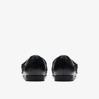 Clarks Finja Bar Youth Black Leather