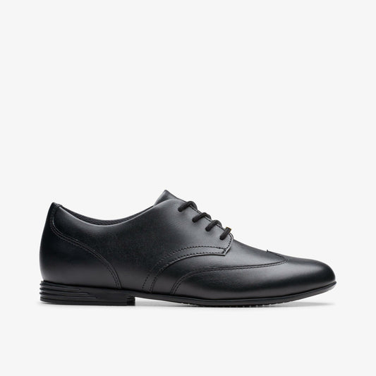 Clarks Finja Wing Youth Black Leather