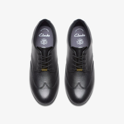 Clarks Finja Wing Youth Black Leather