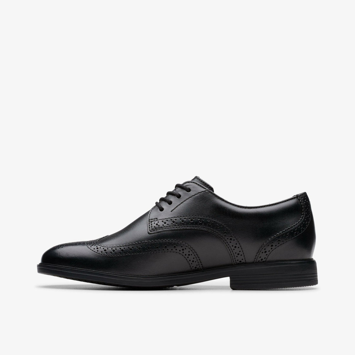 Clarks Jonwin Wing Youth Black Leather