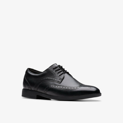 Clarks Jonwin Wing Youth Black Leather