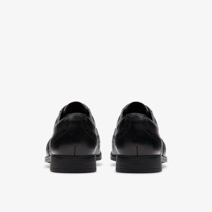 Clarks Jonwin Wing Youth Black Leather