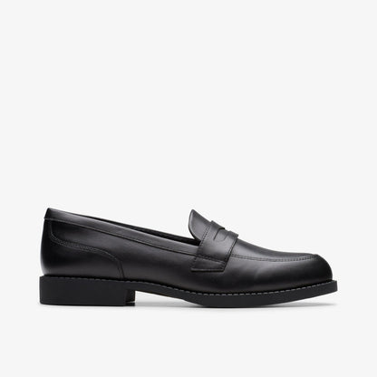 Clarks Tapa Edge Youth Black Leather