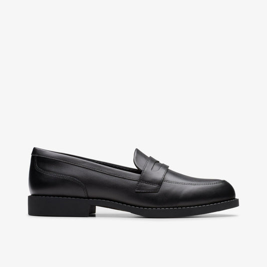 Clarks Tapa Edge Youth Black Leather