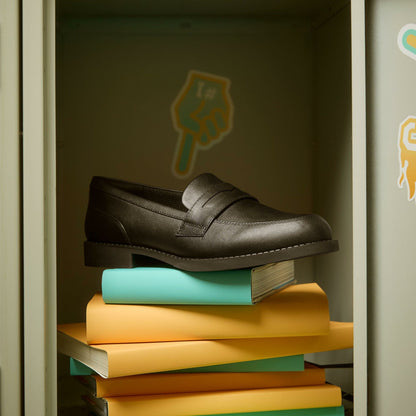 Clarks Tapa Edge Youth Black Leather