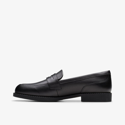Clarks Tapa Edge Youth Black Leather