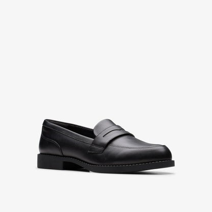 Clarks Tapa Edge Youth Black Leather