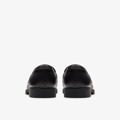 Clarks Tapa Edge Youth Black Leather