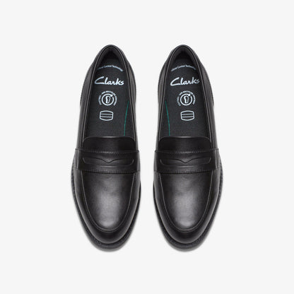 Clarks Tapa Edge Youth Black Leather