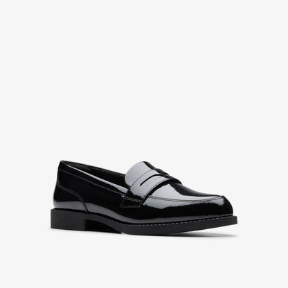 Clarks Tapa Edge Youth Black Patent