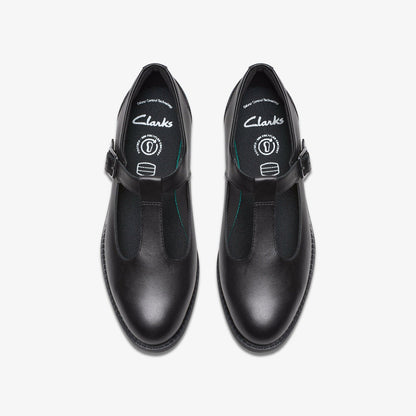 Clarks Tapa Hope Youth Black Leather