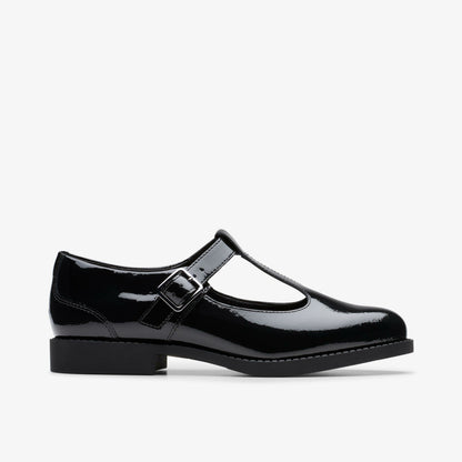Clarks Tapa Hope Youth Black Patent