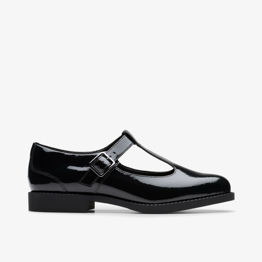 Clarks Tapa Hope Youth Black Patent