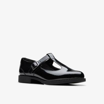 Clarks Tapa Hope Youth Black Patent