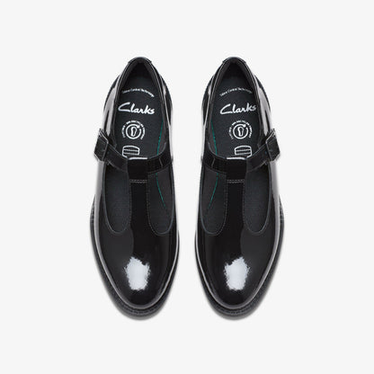 Clarks Tapa Hope Youth Black Patent