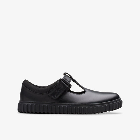 Clarks Cove Hope Kid Black Leather