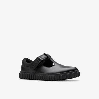 Clarks Cove Hope Kid Black Leather