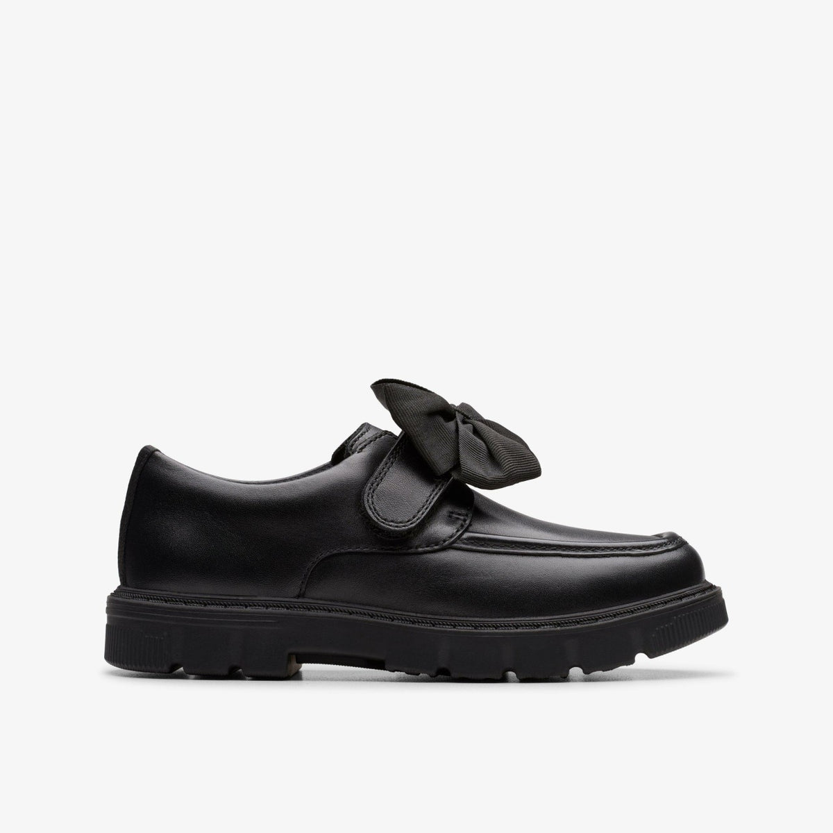 Clarks Lorcam Bow Kid Black Leather