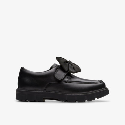 Clarks Lorcam Bow Kid Black Leather