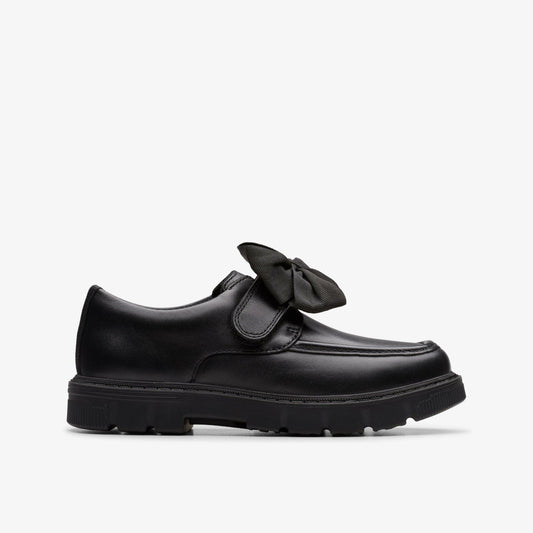 Clarks Lorcam Bow Kid Black Leather