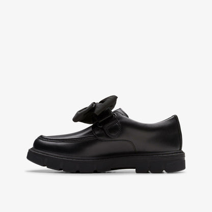 Clarks Lorcam Bow Kid Black Leather