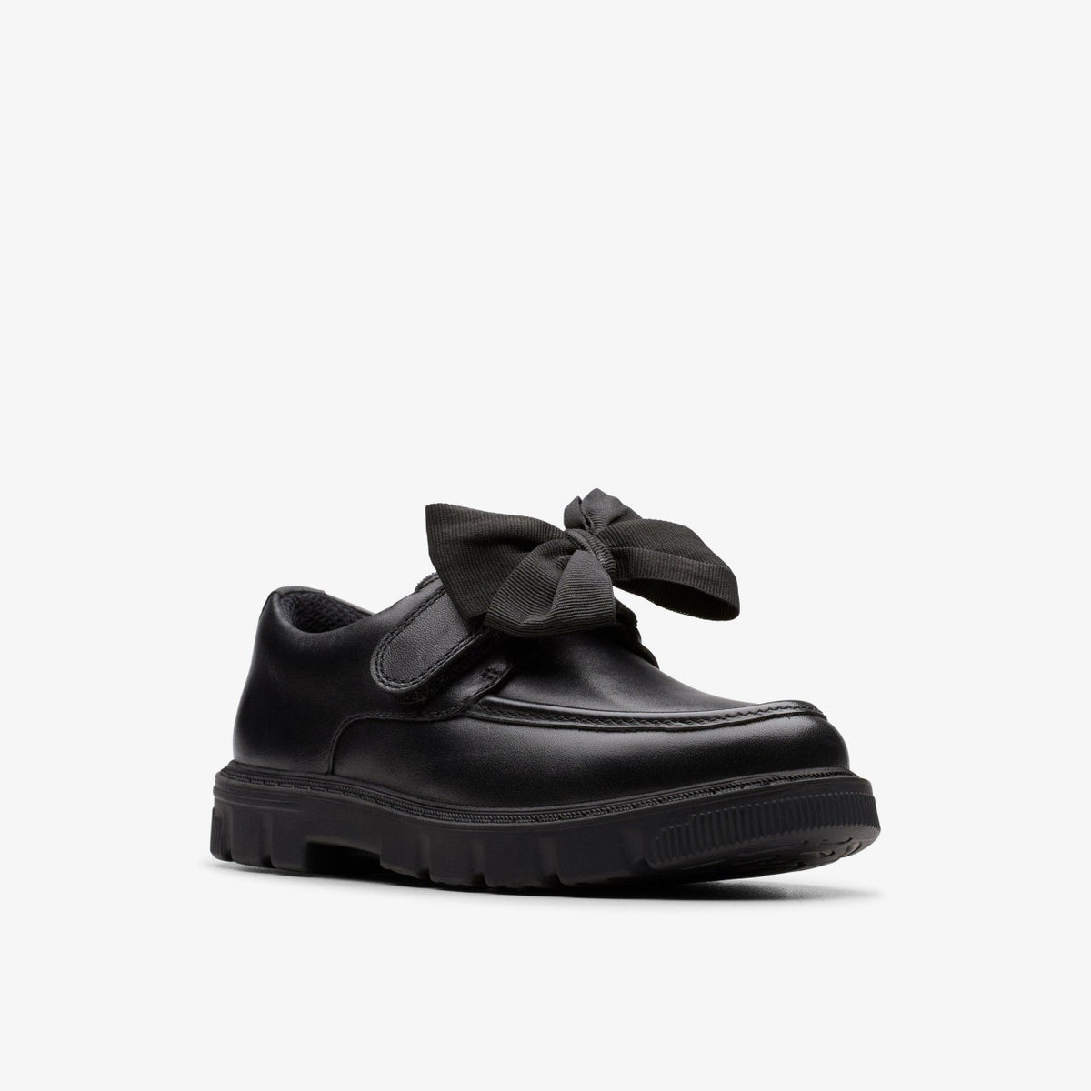 Clarks Lorcam Bow Kid Black Leather