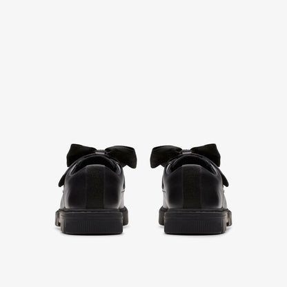 Clarks Lorcam Bow Kid Black Leather