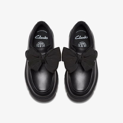 Clarks Lorcam Bow Kid Black Leather