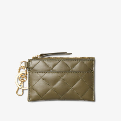Clarks Quilted Card Olive Leather