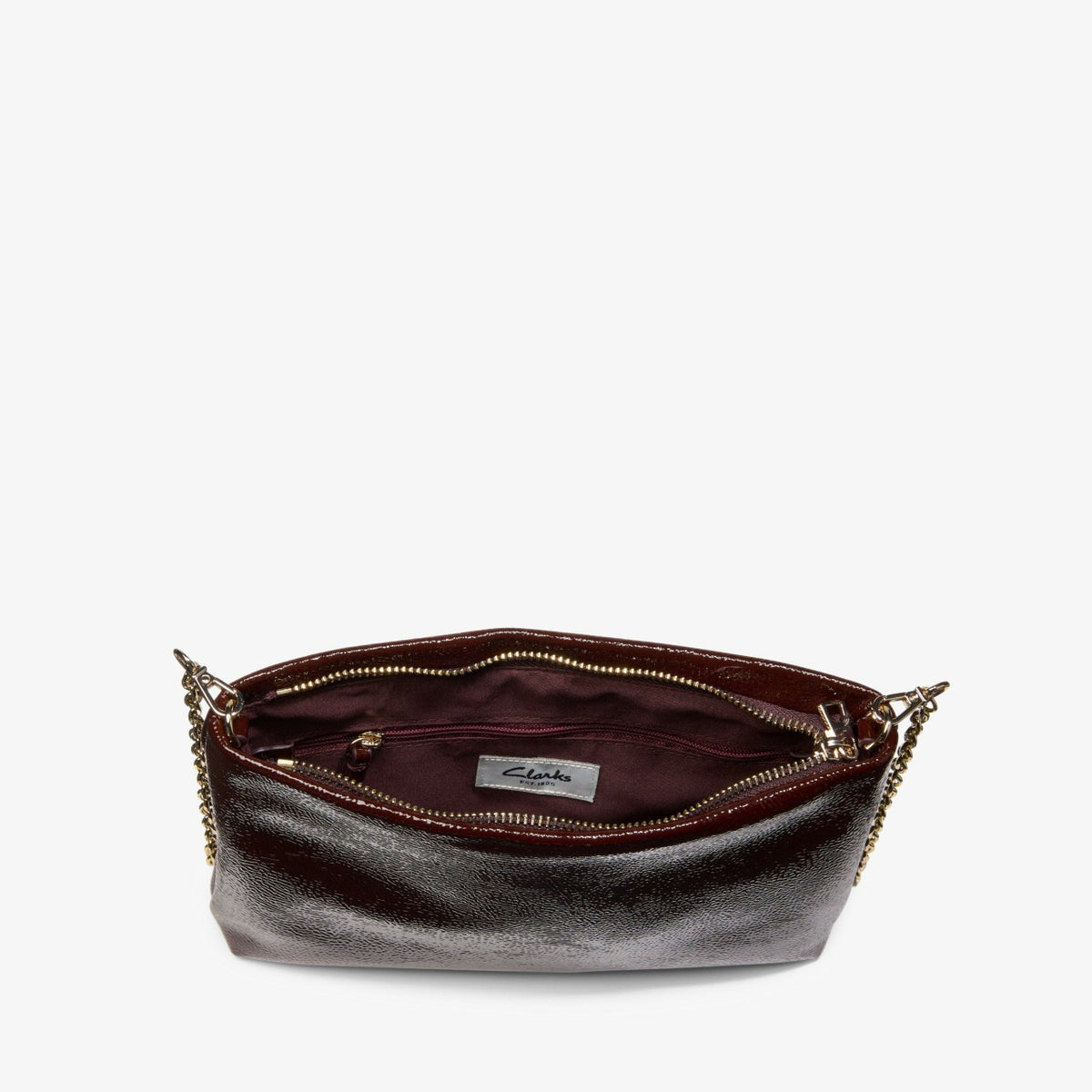 Clarks Dress Pouch Burgundy Patent